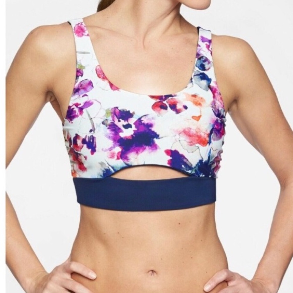 ATHLETA watercolor reversible scoop bikini top